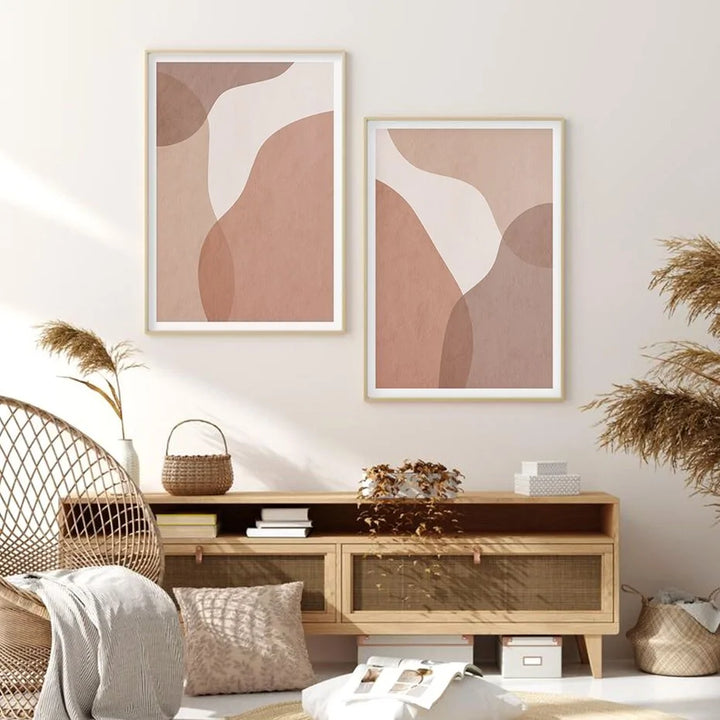 Abstract Beige Geometric Canvas Wall Art